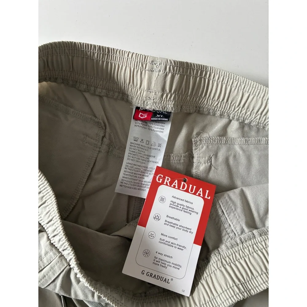 New GRADUAL‎ Women's hiking Beige Nylon Spandex Stretch Cargo Shorts Size XL